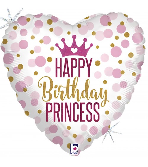 Ballon hélium coeur Happy Birthday Princess