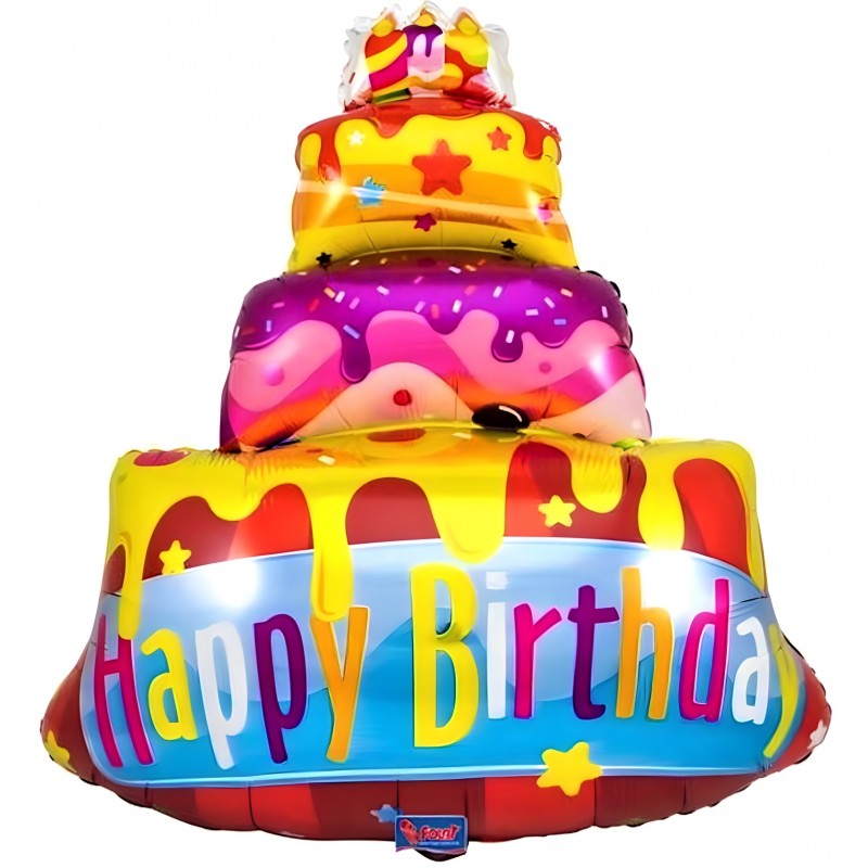 Ballon hélium Happy Birthday gâteau