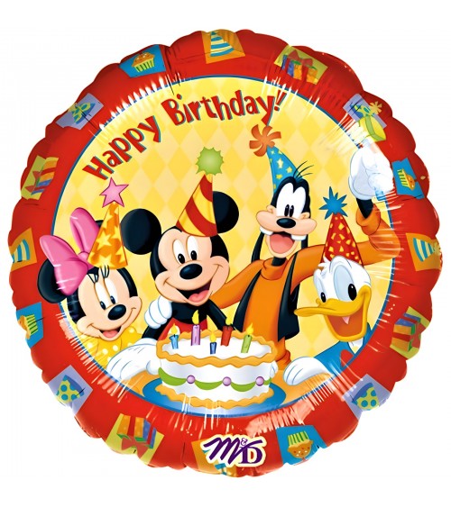 Ballon hélium Happy Birthday Minnie Mickey Donald