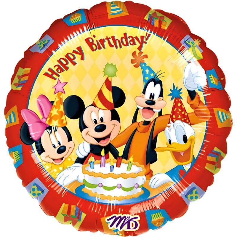 Ballon hélium Happy Birthday Minnie Mickey Donald