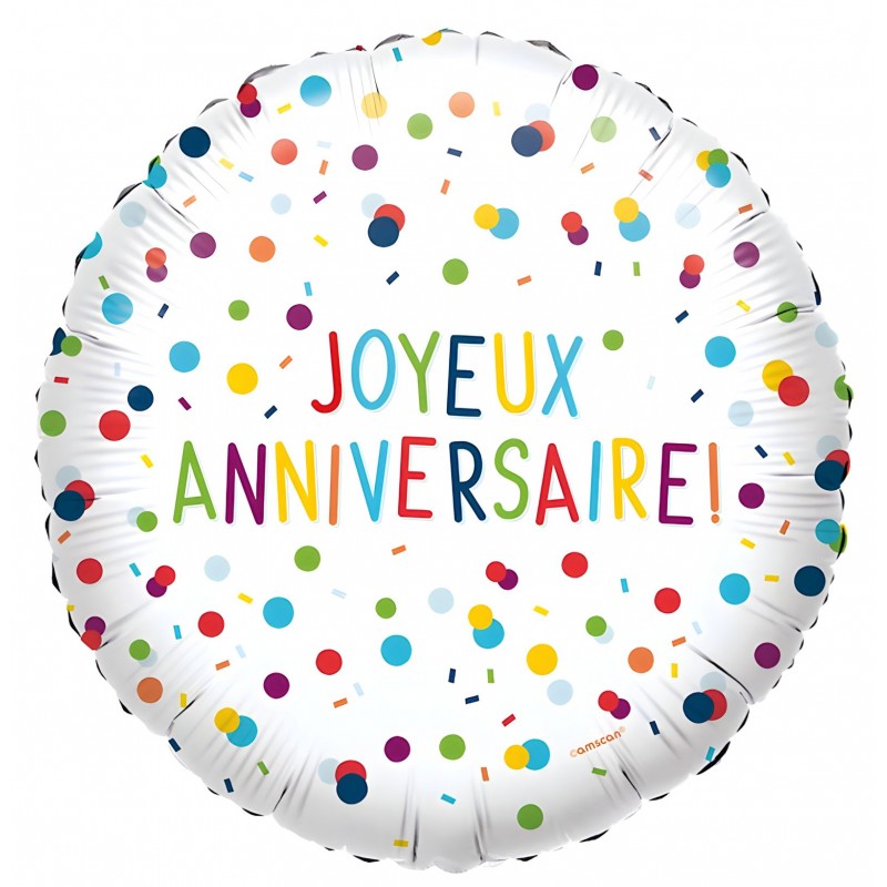 Ballon hélium Joyeux Anniversaire confettis