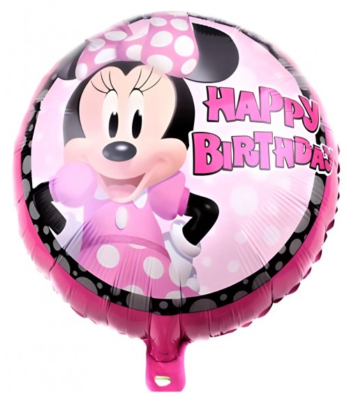 Ballon hélium Happy Birthday rose Minnie