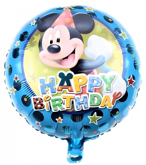 Ballon hélium Happy Birthday bleu Mickey