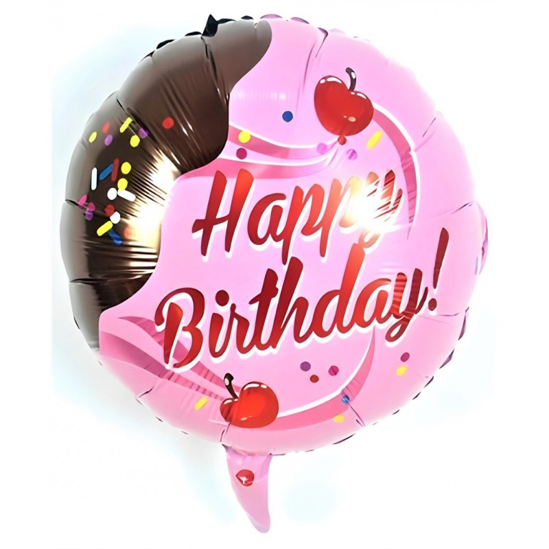 Ballon hélium Happy Birthday rose fruits chocolats