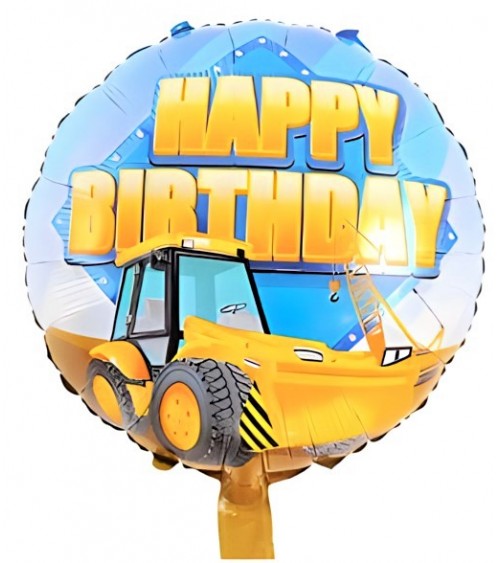 Ballon hélium Happy Birthday Trax jaune