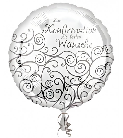 Ballon hélium rond blanc Confirmation avec dessin