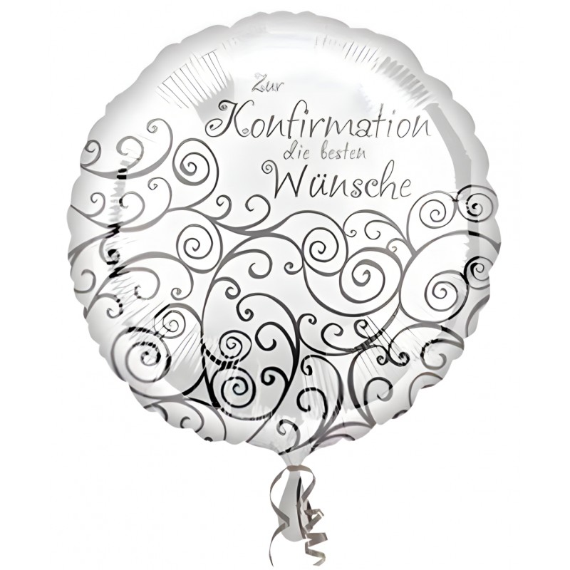 Ballon hélium rond blanc Confirmation avec dessin