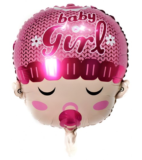 Ballon hélium rond naissance Baby Girl avec sucette