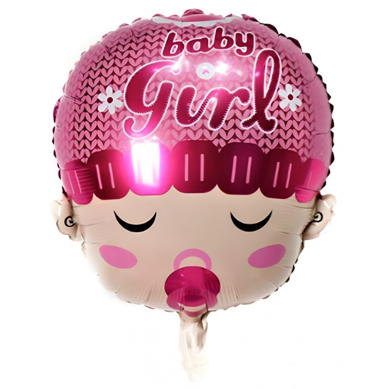 Ballon hélium rond naissance Baby Girl avec sucette