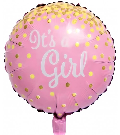 Ballon hélium rond naissance It's a Girl rose