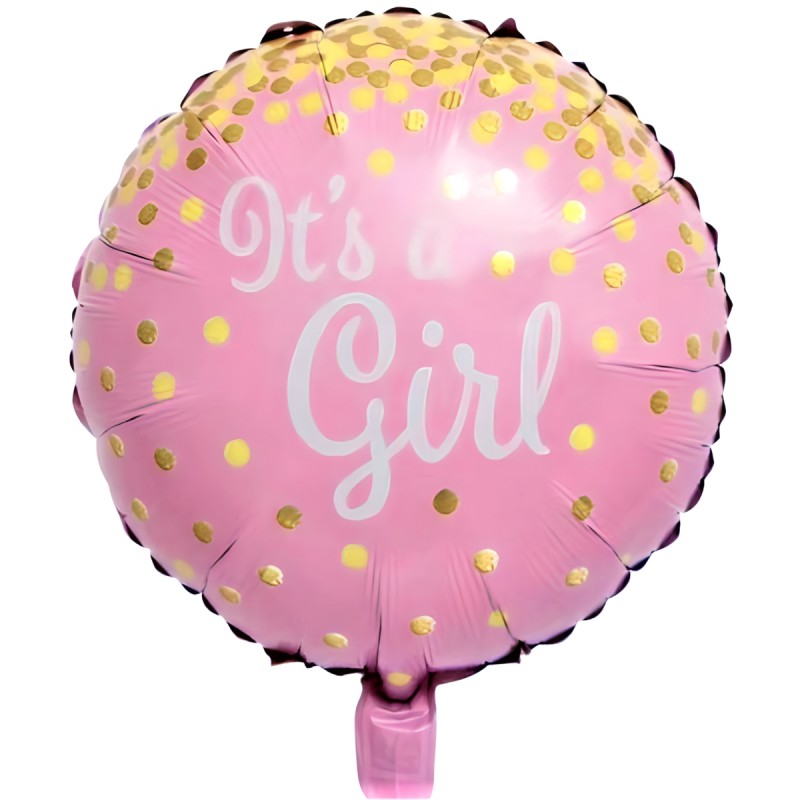 Ballon hélium rond naissance It's a Girl rose