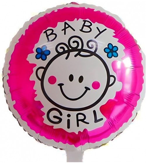 Ballon hélium rond rose Baby Girl dessin de bébé