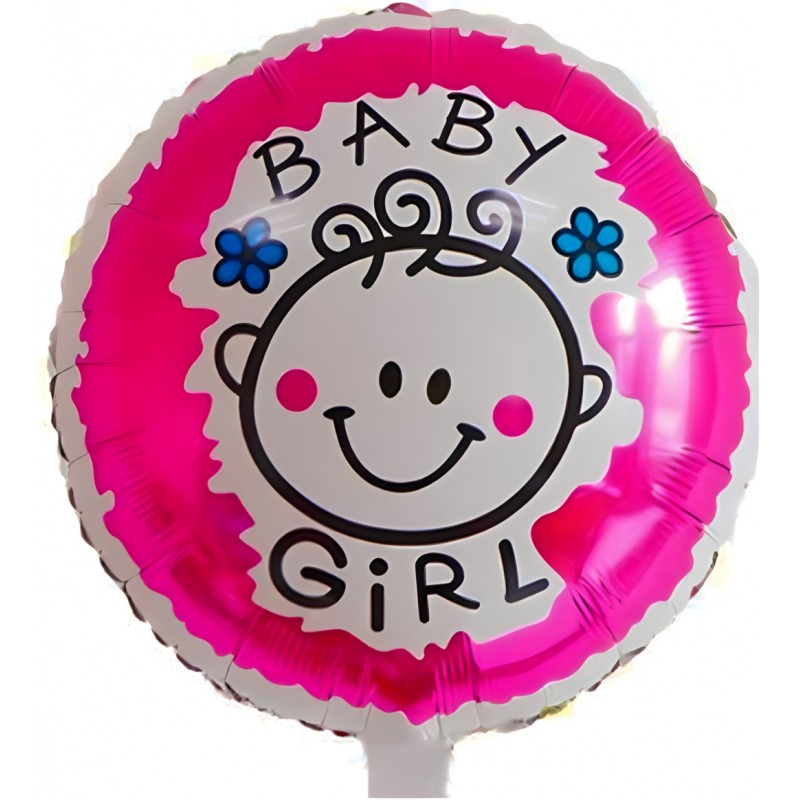 Ballon hélium rond rose Baby Girl dessin de bébé