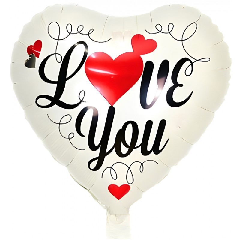 Ballon hélium cœur blanc Love You