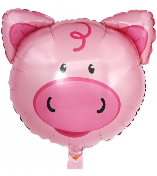 Ballon hélium cochon rose tête