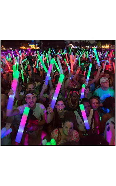 5 Bâtons Lumineux LED En Mousse - 40 Cm - Effets Clignotants RGB Pour Fête, Festival, Disco