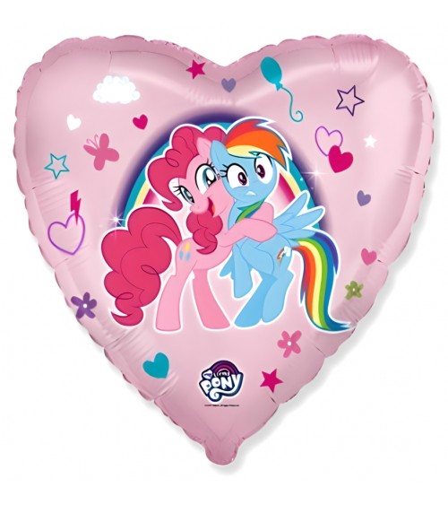 Ballon hélium cœur rose 2 petits Poney