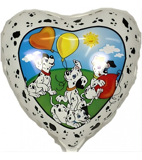 Ballon hélium cœur Dalmatiens