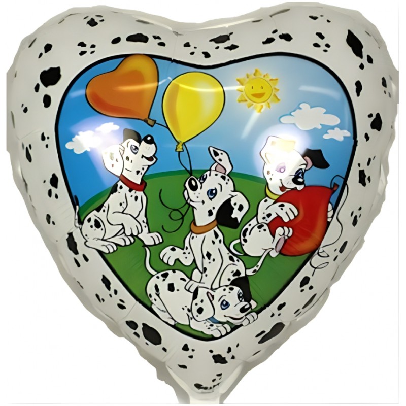 Ballon hélium cœur Dalmatiens