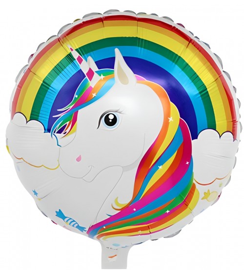 Ballon hélium rond Licorne multicolore